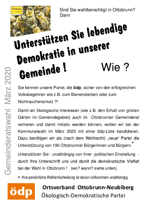 Bitte um Unterstütungsunterschriften Bitte um Unterstütungsunterschriften